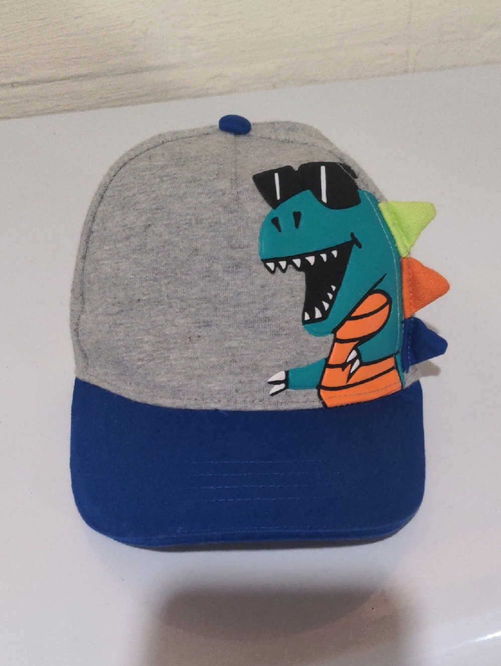 Kids Grey & Blue Dinosaur Baseball Cap